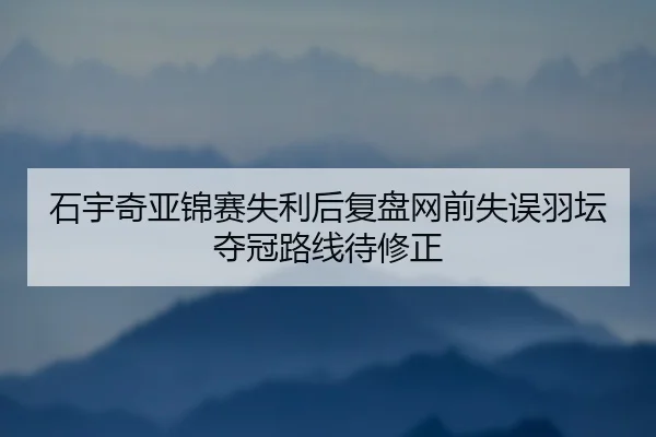石宇奇亚锦赛失利后复盘网前失误羽坛夺冠路线待修正